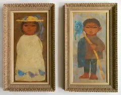 Carol Jablonsky, - ''Blue Horse'' and ''Chiapas Hat''- pair of, oils on masonite, both