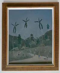 Fritz Lamothe, - Haitian Workers in A Field-, oil on masonite
