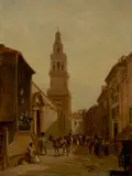 David Roberts, - ''A Street in Cordova''-, oil on panel