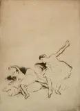Louis Legrand, - ''Frontispiece- Danseuses et Cochon'' (Arwas 209)-, drypoint, 1904