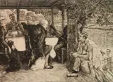 James J. J. Tissot, - ''L'Enfant Prodigue: Le Veau Gras'' (Wentworth 61 i/II)-, etching, 1881
