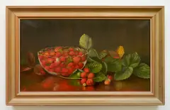Eleanor Ecob Morse, - ''Still-Life of Strawberries''-, oil on canvas, 1891