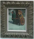 Clyde Singer, - ''Strit Planna''-, oil on masonite, 1968