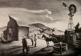 - ''The Corral'' (Fath 71)- by Thomas Hart Benton, lithograph, 1948, offered Oct 2019