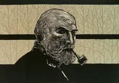 Bernard Brussel-Smith, - ''Self-Portrait''- wood, engraving