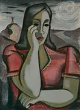 Leon Bibel, - ''Nocturne''-, silkscreen in colors, 1938