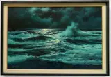 Edward Szmyd, - Moonlit Seascape-, oil on canvas