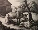 - ''White Calf''- by Thomas Hart Benton, lithograph, 1945, offered Oct 2019