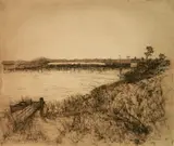 Mary Nimmo Moran, - ''Hook Pond, Easthampton'' -, etching