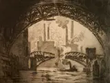 Joseph Pennell, - ''Under the Bridges, Chicago'' (Wuerth 593 i/II)-, etching, 1910