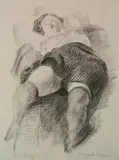 Raphael Soyer, - ''Odalisque''-, lithograph, ca. 1930's