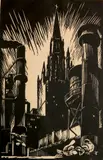 Charles Turzak, - ''Methodist Temple, Chicago''-, woodcut, 1929