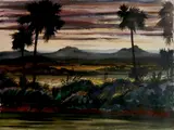 Paul B. Travis, - African Landscape-, watercolor on paper, 1930