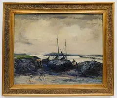 - ''Gathering Mussels, Low Tide in Ireland''- by Grace V. Kelly, oil on canvas, ca. 1930, offered Oct 2019