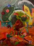 Charles Harris, - Surreal Image-, acrylic on illustration board, 1951