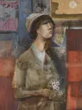 Fred Leach, - Woman with Flowers-