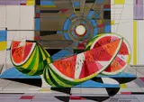 Viktor Schreckengost, - ''Melonesque''-, watercolor on illustration board
