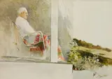 Richard Treaster, - ''Albert's Father''-, watercolor on paper