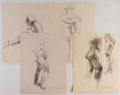 Shirley Aley Campbell, - Nude Studies- 4, charcoal on paper, 3