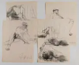 Shirley Aley Campbell, - Nude Studies- 4, charcoal on paper, all