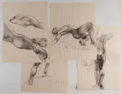 Shirley Aley Campbell, - Nude Studies- 4, charcoal on paper, 3