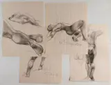 Shirley Aley Campbell, - Nude Studies- 4, charcoal on paper, 3