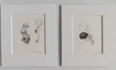 Shirley Aley Campbell, - Nude Studies- 2, pen and ink on paper, both