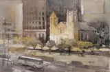 Michael Prunty, - Old Stone Church-, watercolor on paper