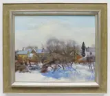 Ron Johnston, - ''Snow Scene- Lower West Side''-, oil on canvas