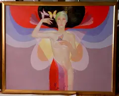 Felix Mas, - ''Sarah y Las Mariposas''-, oil on canvas, 1986