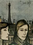 Bernard Buffet, - ''Parisians'' (Mourlot 19)-, lithograph in color, 1958