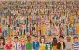 James Rizzi, - ''People''-, silkscreen in color with 3-d collage, 1988