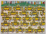 James Rizzi, - ''Taxi''-, lithograph in color with 3-d collage, 1988