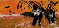 Walter Williams, - ''Harvest''-, woodcut in colors, 1963