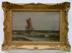 Hugh S. Hemsley, - Boat at Sea-, oil on canvas, ca. 1880
