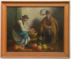 - Two Men Smoking- by Andor G. Horváth, oil n canvas, offered Sep 2019