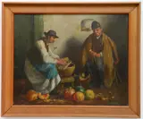 Andor G. Horváth, - Two Men Smoking-, oil n canvas