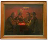 Andor G. Horváth, - Card Players-, oil on masonite