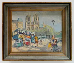 André Michel, - Parisian Street Scene-, oil on canvas