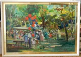 Giordano Giovanetti, - In The Park-, oil on canvas