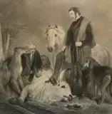 Thomas Landseer, - ''The Death of the Wild Bull''-, engraving after Sir Edwin Landseer, good condition