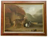 - Scottish Deerhound and Goat in Landscape- by Edmund Bristow, oil on canvas (relined), offered Sep 2019