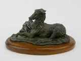 M. Terry, - Deerhound Tearing Book-, bronze sculpture, 2002