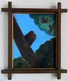 Jim Mc Call, - "Black Sheep with Halo Almost Out of the Picture"-, oil on masonite