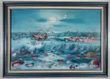 Max Fleshman, - ''Lip Sink''-, mixed media on canvas