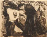 - ''Uberfahren (Klipstein 104 IV)- by Käthe Kollwitz, etching and softground, 1910, offered Jun 2019