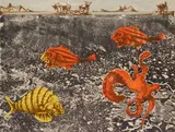 Jean Lurçat, - ''Elemental Drama''-, lithograph in color, 1955