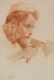 Emil Orlík, - Portrait of Max Klinger-, etching