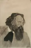 Emil Orlík, - Portrait of Hermann Bahr-, etching