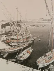 John Platt, - ''Port of St. Tropez''-, woodcut in color, 1925